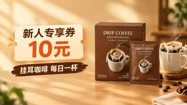 优惠券和 Banner · 新人券挂耳咖啡