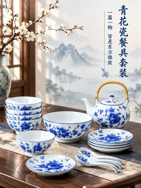 详情页 · 青花瓷餐具套装