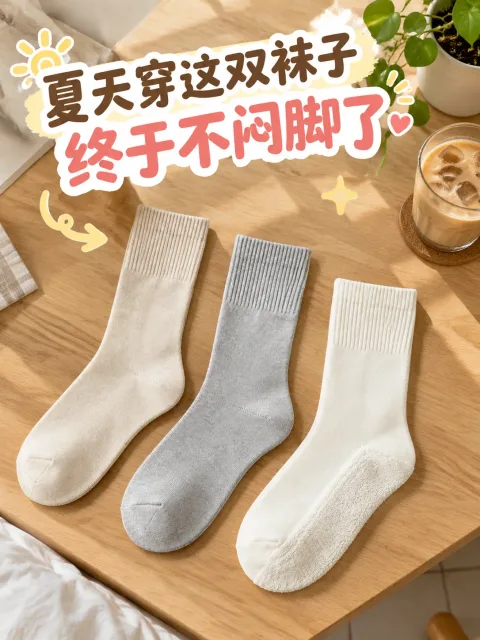 小红书笔记 · 纯棉中筒袜种草