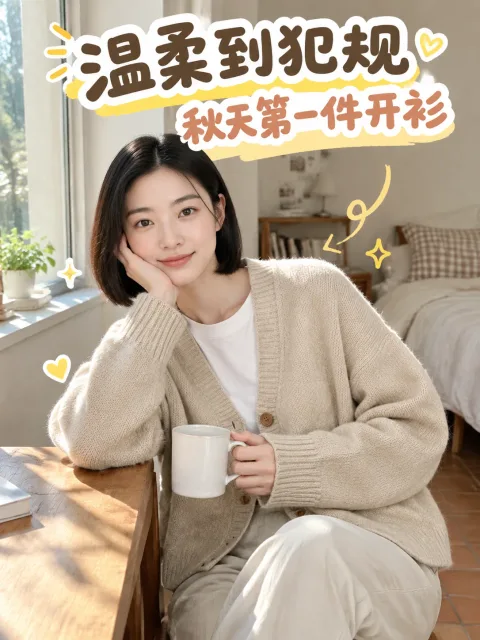 小红书笔记 · 慵懒风针织开衫